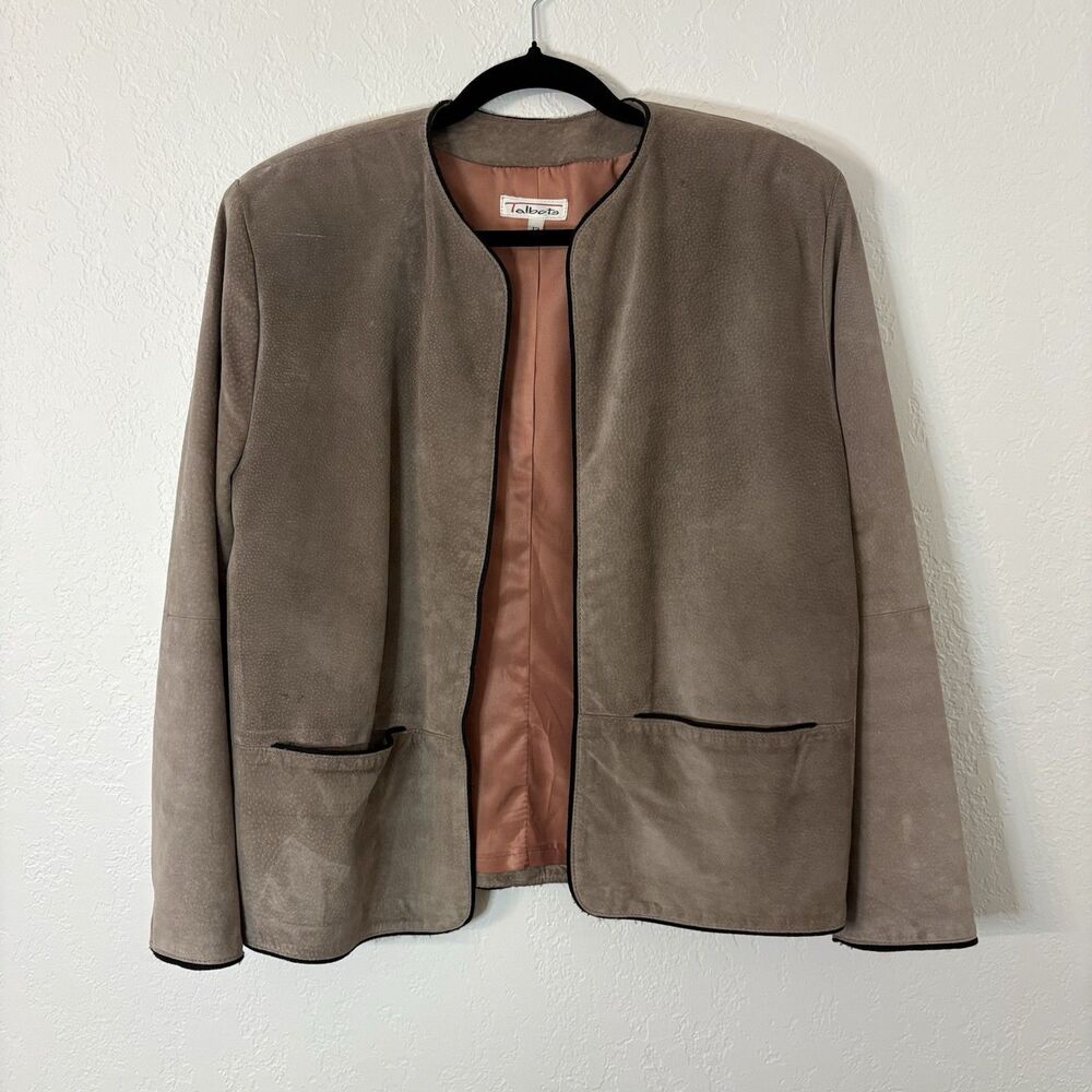 Vintage Women’s Talbot's Taupe Suede Leather Blazer Jacket Size 12